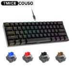 Portable 60% Mechanical Gaming Keyboard LED Backlit 61 Keys Mini Wired Office Gaming Keyboard Blue Switch for Windows Laptop PC